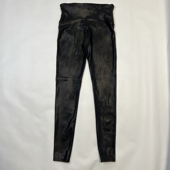 SPANX Faux Leather Leggings Women's Black Shiny Coated Shaping Pants Large - Picture 1 of 8